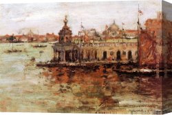 Venice Canvas Paintings - Venice View of the Navy Arsenal by William Merritt Chase