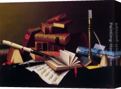 Music Canvas Paintings - Music and Literature by William Michael Harnett