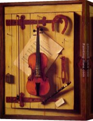 The Violin Canvas Paintings - Still Life - Violin and Music by William Michael Harnett