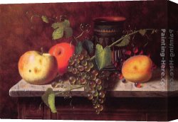 Tunas Still Life with Prickly Pear Fruit Canvas Paintings - Still Life with Fruit and Vase by William Michael Harnett
