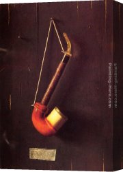 Fantomas Pipe And Newspaper Canvas Paintings - The Meerschaum Pipe by William Michael Harnett