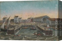 Stairs Canvas Paintings - Old Ferry Stairs by William P. Chappel