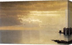 Calm Canvas Paintings - A Calm Sea, Mentone by William Stanley Haseltine