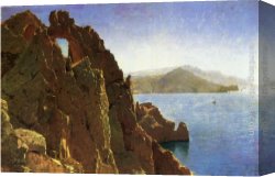Natural Canvas Paintings - Natural Arch at Capri by William Stanley Haseltine