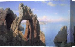 Natural Canvas Paintings - Natural Arch, Capri by William Stanley Haseltine