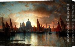 Salute Canvas Paintings - Santa Maria della Salute, Sunset by William Stanley Haseltine