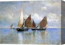 Venetian Canvas Paintings - Venetian Fishing Boats by William Stanley Haseltine