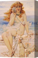Stephen Canvas Paintings - Nymph with Conch Shell by William Stephen Coleman
