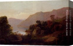 Landscape with a Lake Canvas Paintings - A Mountainous Lake Landscape by William Trost Richards