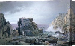 Rocky Coast Canvas Paintings - A Rocky Coast by William Trost Richards