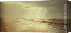 Trost Canvas Paintings - Beach with Sun Drawing Water by William Trost Richards