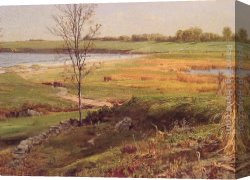 Trost Canvas Paintings - Salt Marsh by the Sea by William Trost Richards
