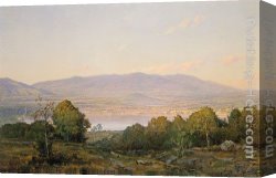 Harbor, Canvas Paintings - Sundown at Centre Harbor, New Hampshire by William Trost Richards