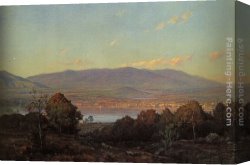 Sydney Harbour Canvas Paintings - Sundown at Centre Harbour, New Hampshire by William Trost Richards