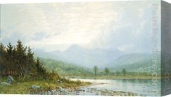 Trost Canvas Paintings - Sunset on Mount Chocorua, New Hampshire by William Trost Richards