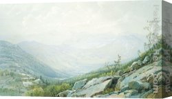 Prospecting for Cattle Range Canvas Paintings - The Mount Washington Range, from Mount Kearsarge by William Trost Richards