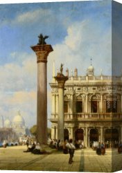 Squares with Concentric Canvas Paintings - Figures in St Marks Square Venice by William Wilde
