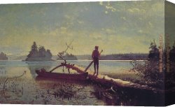 Lake Canvas Paintings - An Adirondack Lake by Winslow Homer
