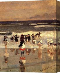 Beach Canvas Paintings - Beach Scene by Winslow Homer