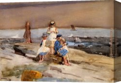 Children Canvas Paintings - Children on the Beach by Winslow Homer