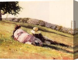 Hills of Tuscany I Canvas Paintings - On the Hill by Winslow Homer