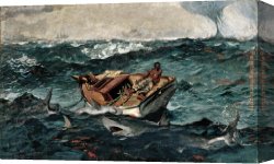 Highland Cattle Grazing by a Mountain Stream Canvas Paintings - The Gulf Stream by Winslow Homer