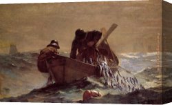 Herring, Canvas Paintings - The Herring Net by Winslow Homer