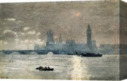 House with Scaffolding Canvas Paintings - The Houses of Parliament by Winslow Homer