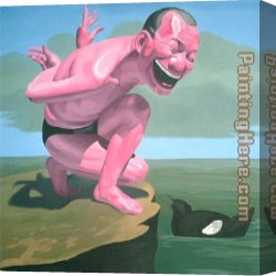 Perseus Frees Andromeda Canvas Paintings - Free and At Leisure-8 by Yue Minjun