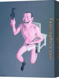 Construction Worker Canvas Paintings - the Worker by Yue Minjun