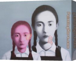 Sisters Canvas Paintings - Two Sisters by Zhang Xiaogang