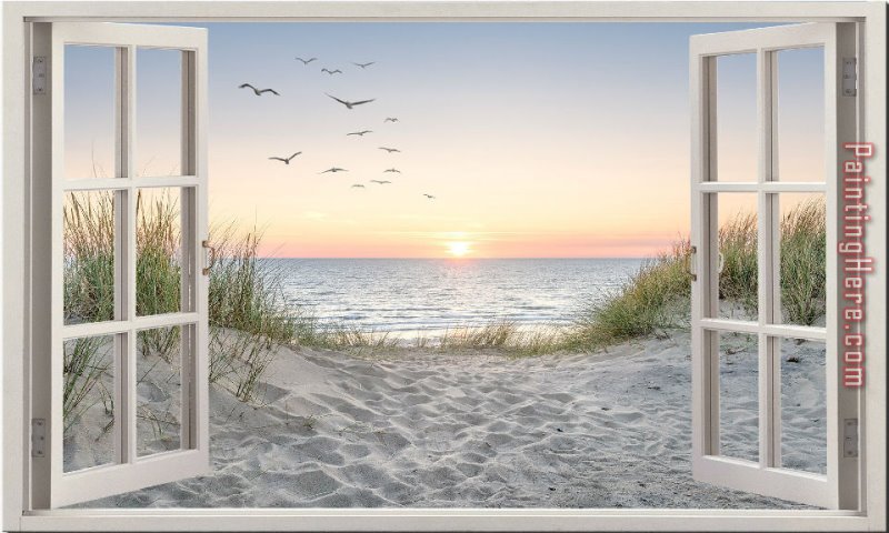 Sand Dune Beach Birds Seascape Window View by 2017 new