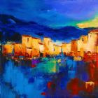 2017 New Paintings - Sunset Over The Village by 2017 new