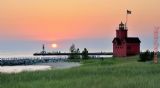 Lighthouse Paintings - 18 X 30 Big Red Lighthouse by Andy