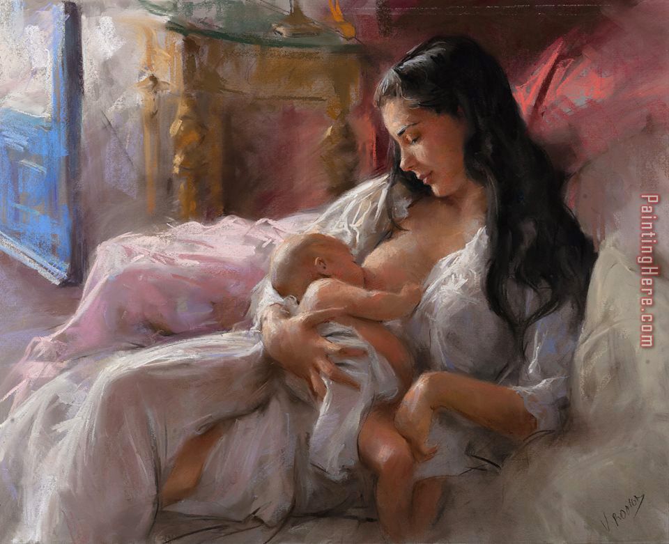 Feeding My Baby painting - Vicente Romero Redondo Feeding My Baby art painting