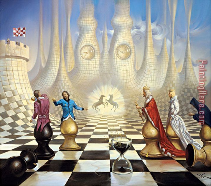 Vladimir Kush Chess Wall Art Large Framed Painting Dali Style Canvas Art  For Bedroom Livingroom Office Ready to Hang 