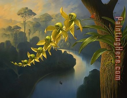 Orchid Family Rollercoaster painting - Vladimir Kush Orchid Family Rollercoaster art painting