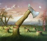 Red Wood Cutting by Vladimir Kush